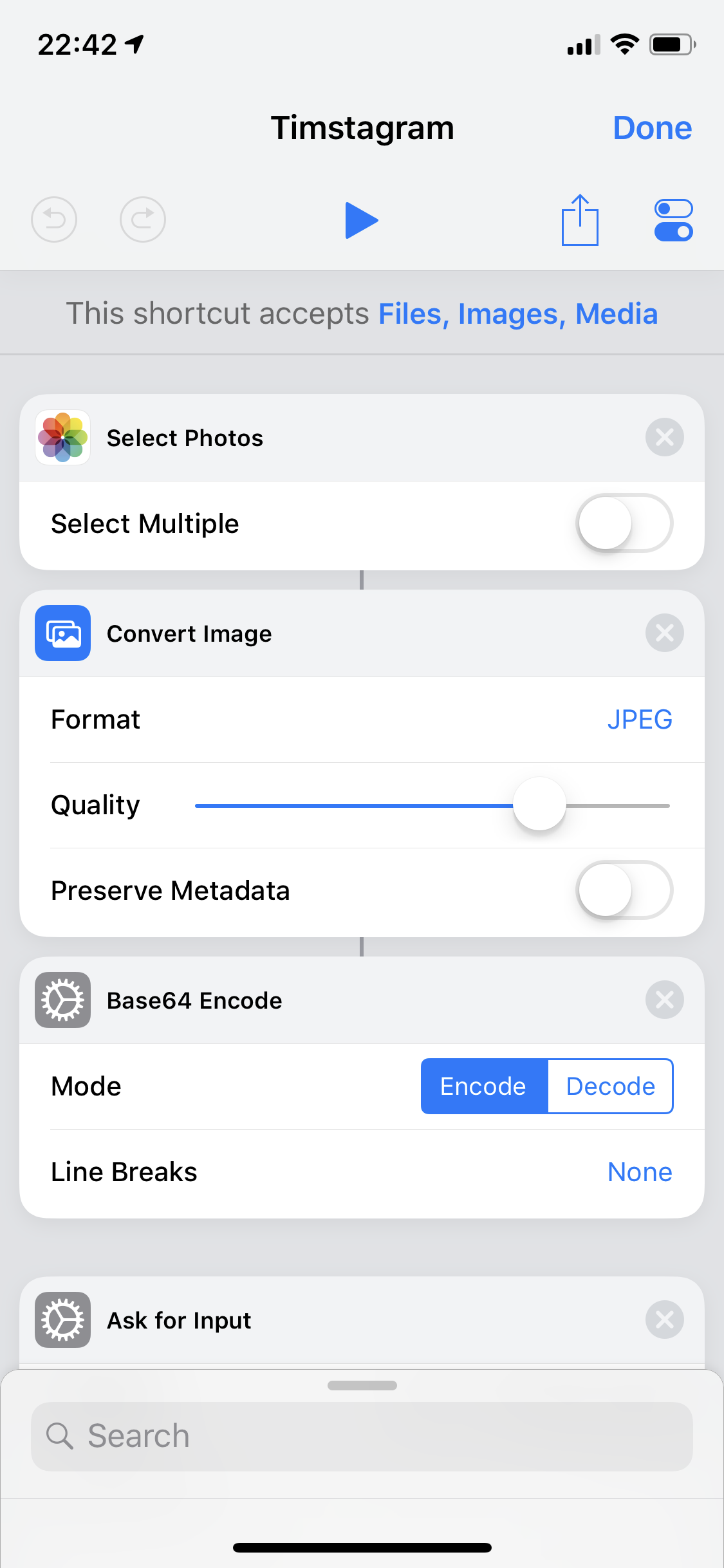 iOS Shortcut Configuration 1